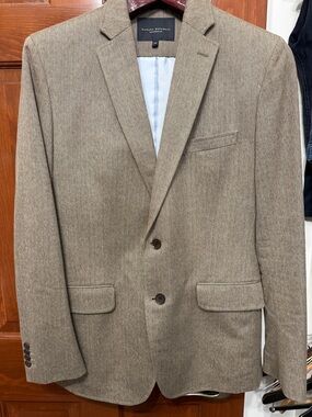 Mens Banana Republic Taupe-Brown Herringbone Blazer Size 40R Excellent Condition